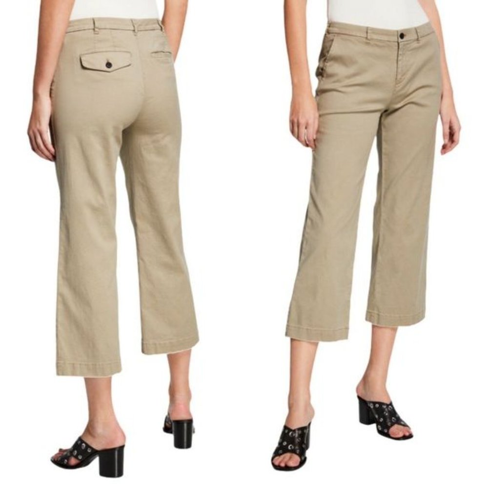 ATM Cropped Enzyme Wash Boyfriend Faded Sage Khaki Pants Size 8